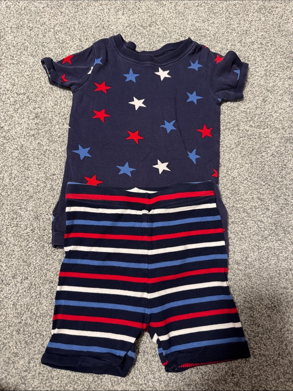 Old Navy Navy Pajama Set with Red, White and Blue Stars & Stripes